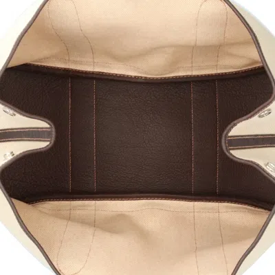 Pre-owned Hermes Garden Beige Brown Toile H Leather Tote Bag () In Multi
