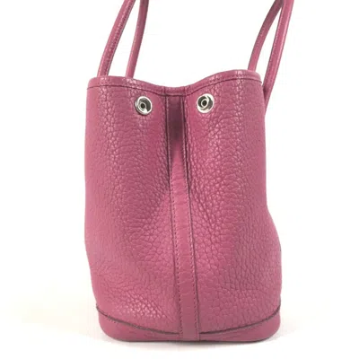 Pre-owned Hermes Garden Purple Tosca Negonda Leather Handbag Tote Bag ()