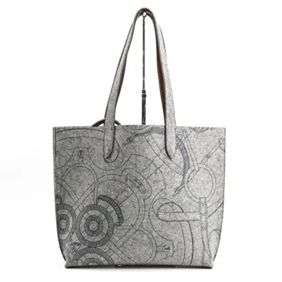 Pre-owned Hermes Gray Felt Leather Shoulder Bag Tote Bag ()