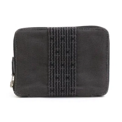 Pre-owned Hermes Gray Nylon Canvas Coin Purse/coin Case ()
