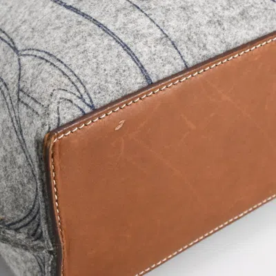 Pre-owned Hermes Gray Felt Leather Shoulder Bag Tote Bag ()