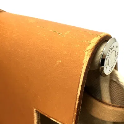 Pre-owned Hermes Her Bag Natural Canvas Leather Backpack () In Brown