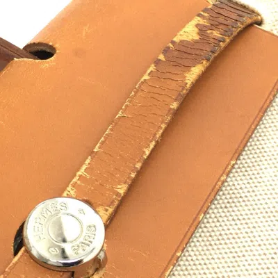 Pre-owned Hermes Her Bag Natural Canvas Leather Backpack () In Brown