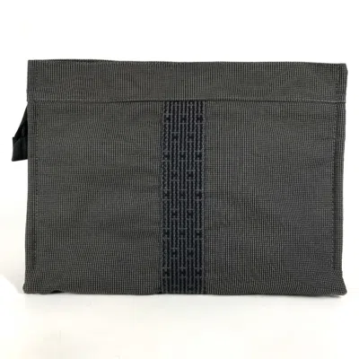 Pre-owned Hermes Her Line Gray Canvas Clutch Bag ()