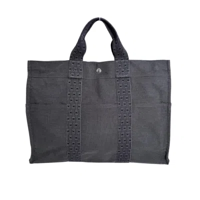 Pre-owned Hermes Her Line Gray Cotton Handbag Tote Bag ()