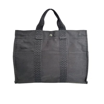 Pre-owned Hermes Her Line Gray Cotton Handbag Tote Bag ()
