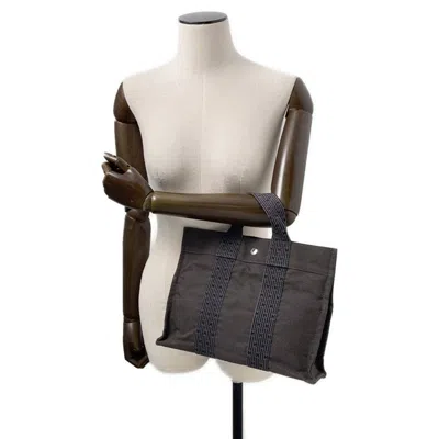 Pre-owned Hermes Her Line Gray Nylon Canvas Handbag Tote Bag ()