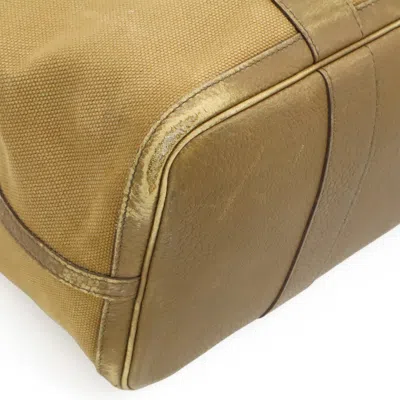 Pre-owned Hermes Khaki Brown Toile H Buffalo Leather Handbag Tote Bag ()