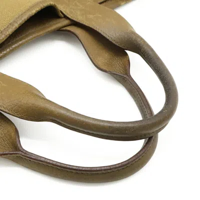 Pre-owned Hermes Khaki Brown Toile H Buffalo Leather Handbag Tote Bag ()