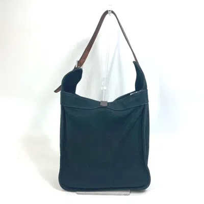 Pre-owned Hermes Marwari Black Canvas Leather Shoulder Bag Tote Bag ()