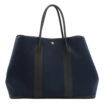 Pre-owned Hermes Navy Toile H Tote Bag () In Blue