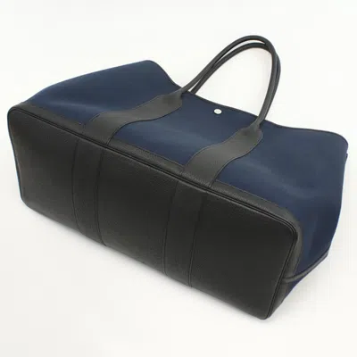 Pre-owned Hermes Navy Toile H Tote Bag () In Blue