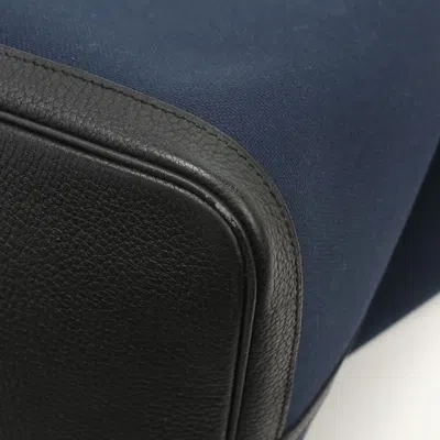 Pre-owned Hermes Navy Toile H Tote Bag () In Blue
