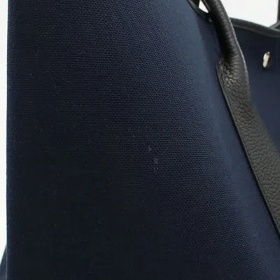 Pre-owned Hermes Navy Toile H Tote Bag () In Blue