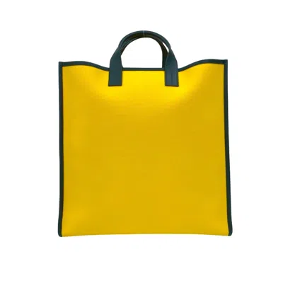 Pre-owned Hermes Navy White Yellow Canvas Leather Shoulder Bag Tote Bag ()