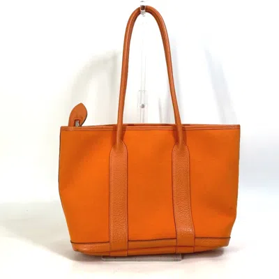 Pre-owned Hermes Orange Toile Officier Shoulder Bag Tote Bag ()