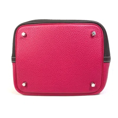 Pre-owned Hermes Picotin Red Brown Taurillon Clemence Leather Handbag Tote Bag ()