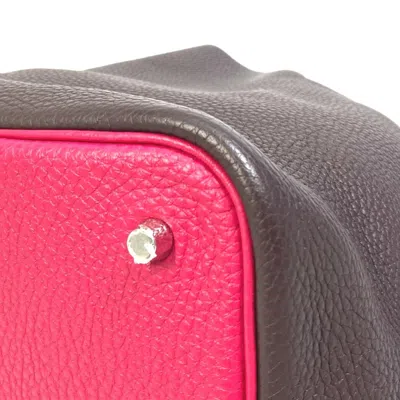 Pre-owned Hermes Picotin Red Brown Taurillon Clemence Leather Handbag Tote Bag ()