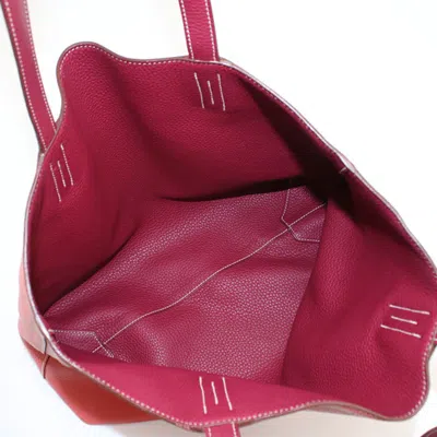Pre-owned Hermes Pink Taurillon Clemence Leather Tote Bag ()