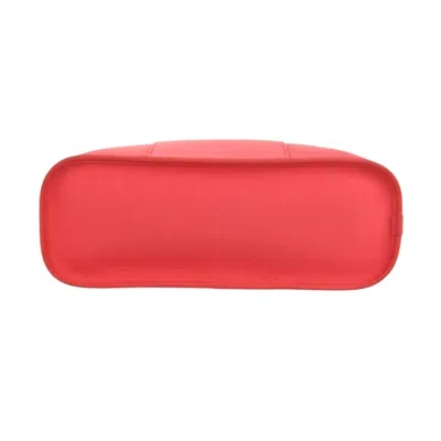 Pre-owned Hermes Red Color Canvas Leather Tote Bag ()