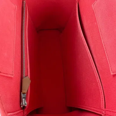 Pre-owned Hermes Red Color Canvas Leather Tote Bag ()