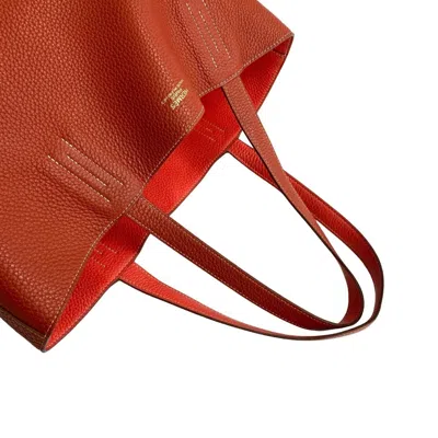 Pre-owned Hermes Red Color Taurillon Clemence Leather Handbag Tote Bag ()