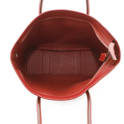 Pre-owned Hermes Red Color Toile Officier Buffalo Leather Tote Bag ()