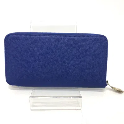 Pre-owned Hermes Silk'in Blue Epsom Leather Long Wallet (bi-fold) ()