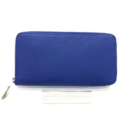 Pre-owned Hermes Silk'in Blue Epsom Leather Long Wallet (bi-fold) ()