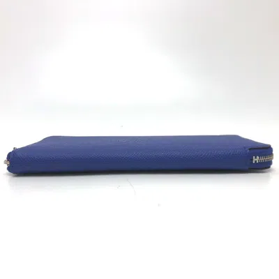 Pre-owned Hermes Silk'in Blue Epsom Leather Long Wallet (bi-fold) ()
