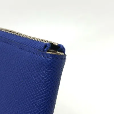 Pre-owned Hermes Silk'in Blue Epsom Leather Long Wallet (bi-fold) ()