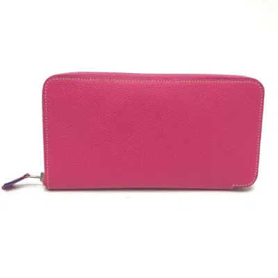 Pre-owned Hermes Silk'in Pink Epsom Leather Long Wallet (bi-fold) ()
