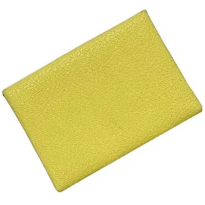 Pre-owned Hermes Yellow Chevre Myzore Leather Leather Wallet (bi-fold) ()