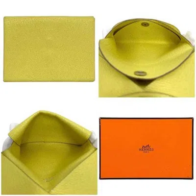 Pre-owned Hermes Yellow Chevre Myzore Leather Leather Wallet (bi-fold) ()