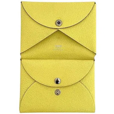 Pre-owned Hermes Yellow Chevre Myzore Leather Leather Wallet (bi-fold) ()