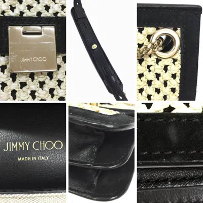 Pre-owned Jimmy Choo Beige Black Leather Straw Shoulder Bag () In Multi