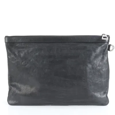Pre-owned Jimmy Choo Black Leather Clutch Bag Pouch ()