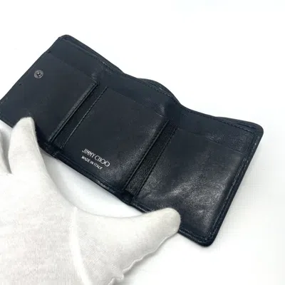 Pre-owned Jimmy Choo Black Leather Wallet (tri-fold) ()