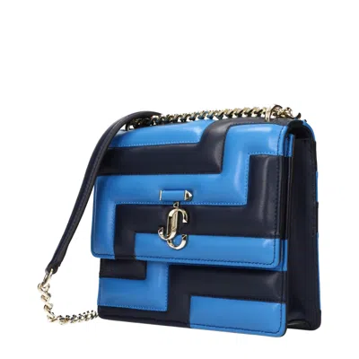 Jimmy Choo Blue Leather Shoulder Women's Bag In Blue