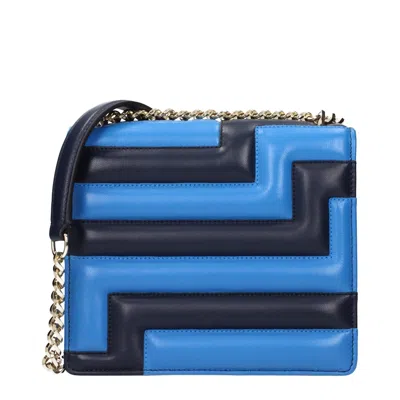Jimmy Choo Blue Leather Shoulder Women's Bag In Blue