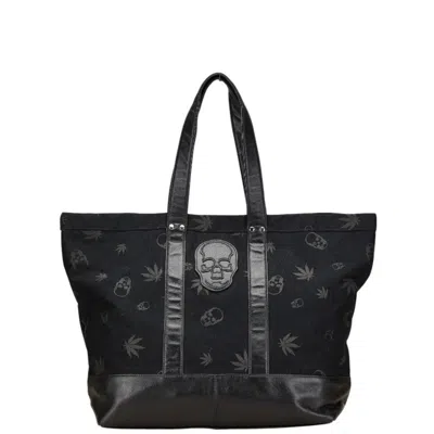 Pre-owned Lecien Black Cotton Leather Tote Bag ()