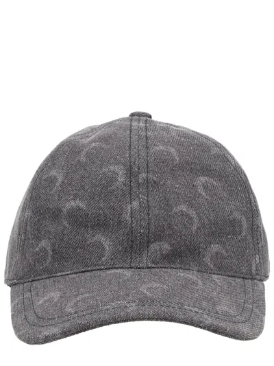 Marine Serre Grey Baseball Cap With Crescent Moon Pattern In Gray