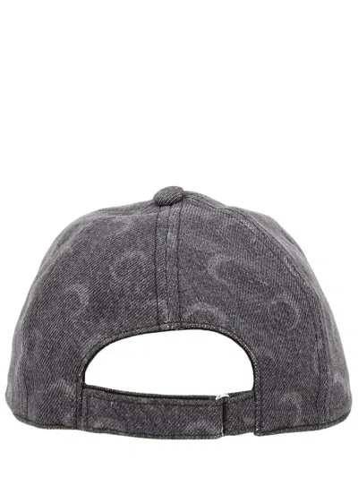 Marine Serre Grey Baseball Cap With Crescent Moon Pattern In Gray