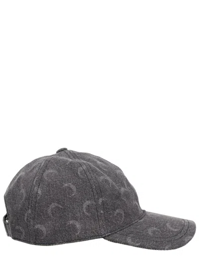 Marine Serre Grey Baseball Cap With Crescent Moon Pattern In Gray