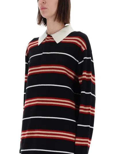 Guest In Residence "striped Rugby" Polo Shirt In Black