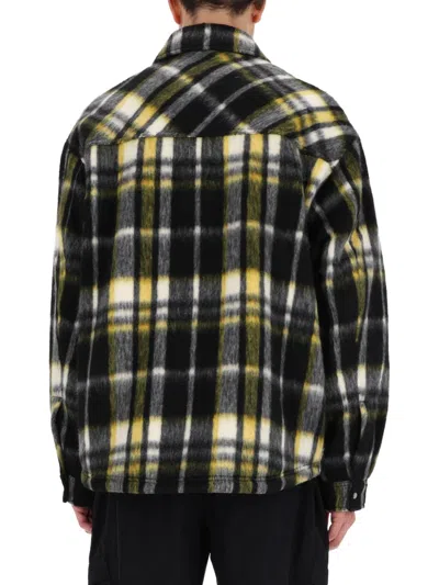 Represent Textured Overshirt With Classic Collar And Button-down Front In Black