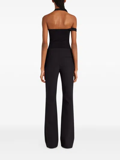 Courrèges Black Asymmetric Top With Logo Courreges In Black