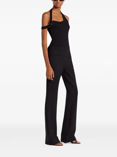 Courrèges Black Asymmetric Top With Logo Courreges In Black