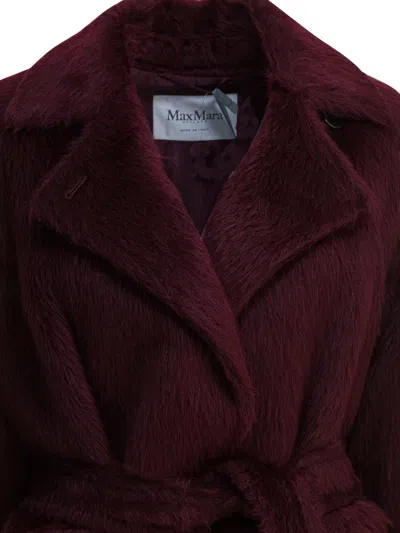 Max Mara Alpaca And Wool Long Coat Jackets And Coats Bordeaux In Burgundy