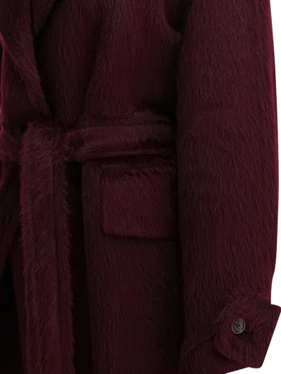 Max Mara Alpaca And Wool Long Coat Jackets And Coats Bordeaux In Burgundy